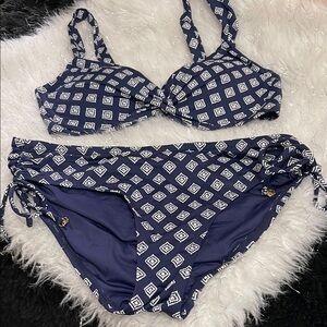 Anna Cole Navy and White Geometric Bikini Set